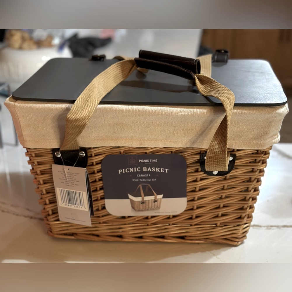 PICNIC TIME PICNIC BASKET CANASTA WITH TABLETOP LID